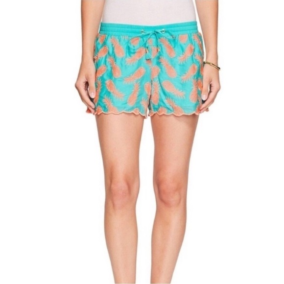 Lilly Pulitzer Aqua Bay breeze scalloped shorts size medium m - Picture 3 of 7